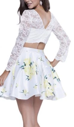 Nox Anabel - 6220 Long Sleeve Illusion Bateau Floral Cocktail Dress Cocktail Dresses 9 Nox Anabel - 6220 Long Sleeve Illusion Bateau Floral Cocktail Dress Cocktail Dresses