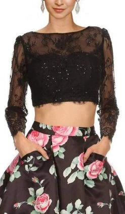 Nox Anabel - 6223 Two-Piece Lace Illusion Long Sleeve Cocktail Dress Cocktail Dresses 10 Nox Anabel - 6223 Two-Piece Lace Illusion Long Sleeve Cocktail Dress Cocktail Dresses