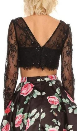 Nox Anabel - 6223 Two-Piece Lace Illusion Long Sleeve Cocktail Dress Cocktail Dresses 11 Nox Anabel - 6223 Two-Piece Lace Illusion Long Sleeve Cocktail Dress Cocktail Dresses