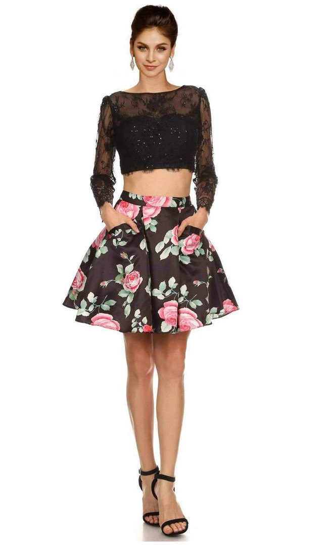 Nox Anabel - 6223 Two-Piece Lace Illusion Long Sleeve Cocktail Dress Cocktail Dresses 7 Nox Anabel - 6223 Two-Piece Lace Illusion Long Sleeve Cocktail Dress Cocktail Dresses