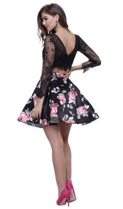 Nox Anabel - 6223 Two-Piece Lace Illusion Long Sleeve Cocktail Dress Cocktail Dresses 13 Nox Anabel - 6223 Two-Piece Lace Illusion Long Sleeve Cocktail Dress Cocktail Dresses