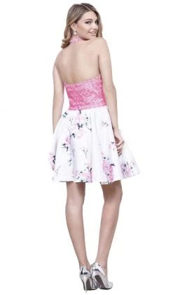 Nox Anabel - 6226 Embroidered High Halter Cocktail Dress