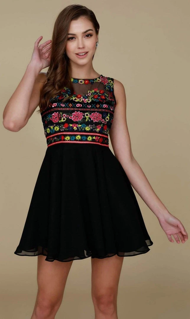 Nox Anabel - 6239 Floral Illusion Bateau Neck Dress - 1 Pc Black In Size S Available Cocktail Dresses 5 Nox Anabel - 6239 Floral Illusion Bateau Neck Dress - 1 Pc Black In Size S Available Cocktail Dresses