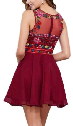 Cocktail Dresses Nox Anabel - 6239 Floral Illusion Bateau Neck Dress