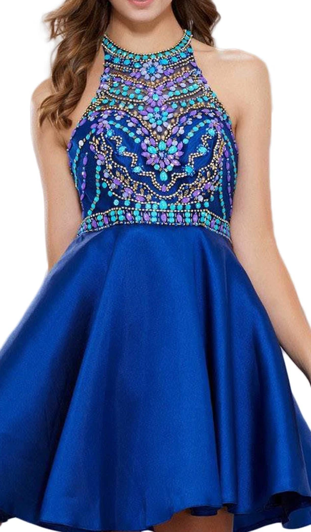 Nox Anabel - 6251 Bejeweled Illusion Halter Satin Dress Cocktail Dresses 6 Nox Anabel - 6251 Bejeweled Illusion Halter Satin Dress Cocktail Dresses