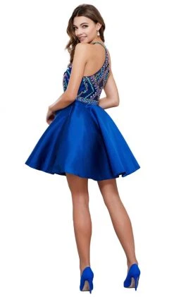 Nox Anabel - 6251 Bejeweled Illusion Halter Satin Dress Cocktail Dresses 12 Nox Anabel - 6251 Bejeweled Illusion Halter Satin Dress Cocktail Dresses