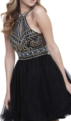 Nox Anabel - 6260 High Halter Keyhole Embellished Dress 9 Nox Anabel - 6260 High Halter Keyhole Embellished Dress