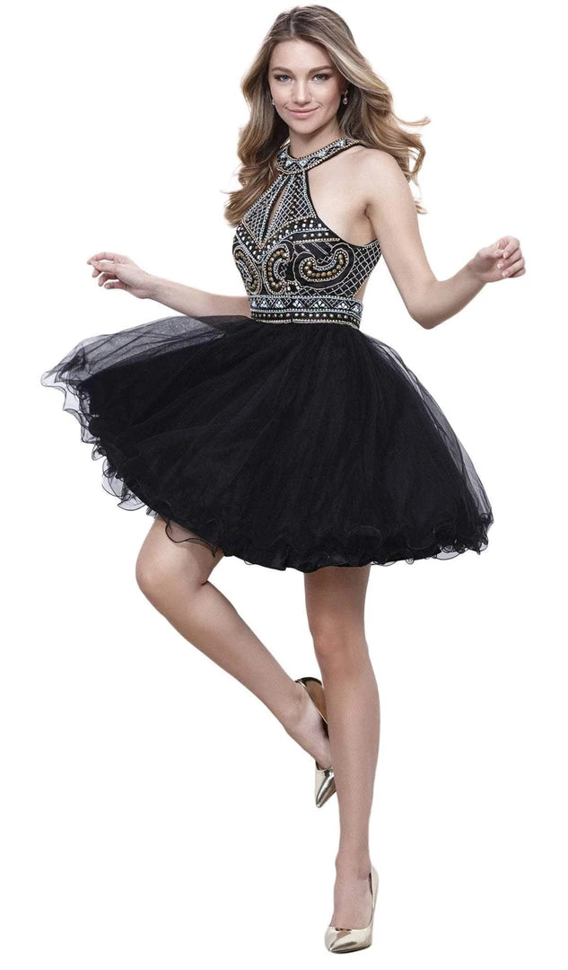 Nox Anabel - 6260 High Halter Keyhole Embellished Dress 3 Nox Anabel - 6260 High Halter Keyhole Embellished Dress