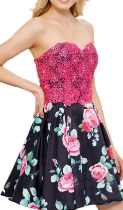 Nox Anabel - 6270 Two-Piece Lace Corset Floral Cocktail Dress Cocktail Dresses