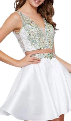 Cocktail Dresses Nox Anabel - 6275 Two-Piece Bejeweled V-Neck Dress