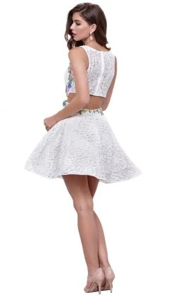 Cocktail Dresses Nox Anabel - 6281 Sleeveless Embroidered Bateau Cocktail Dress