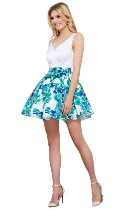 Nox Anabel - 6284 Sweetheart Floral A-Line Cocktail Dress