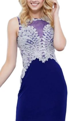 Cocktail Dresses Nox Anabel - 6313 Embellished Illusion Bateau Sheath Cocktail Dress