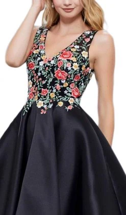 Cocktail Dresses Nox Anabel - 6322 Floral Embroidered V Neck Cocktail Dress 7 Cocktail Dresses Nox Anabel - 6322 Floral Embroidered V Neck Cocktail Dress