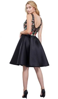 Cocktail Dresses Nox Anabel - 6322 Floral Embroidered V Neck Cocktail Dress 8 Cocktail Dresses Nox Anabel - 6322 Floral Embroidered V Neck Cocktail Dress