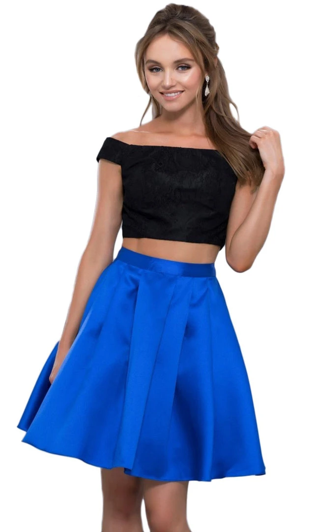 Nox Anabel - 6336 Two Piece Off-Shoulder A-line Cocktail Dress Cocktail Dresses 5 Nox Anabel - 6336 Two Piece Off-Shoulder A-line Cocktail Dress Cocktail Dresses