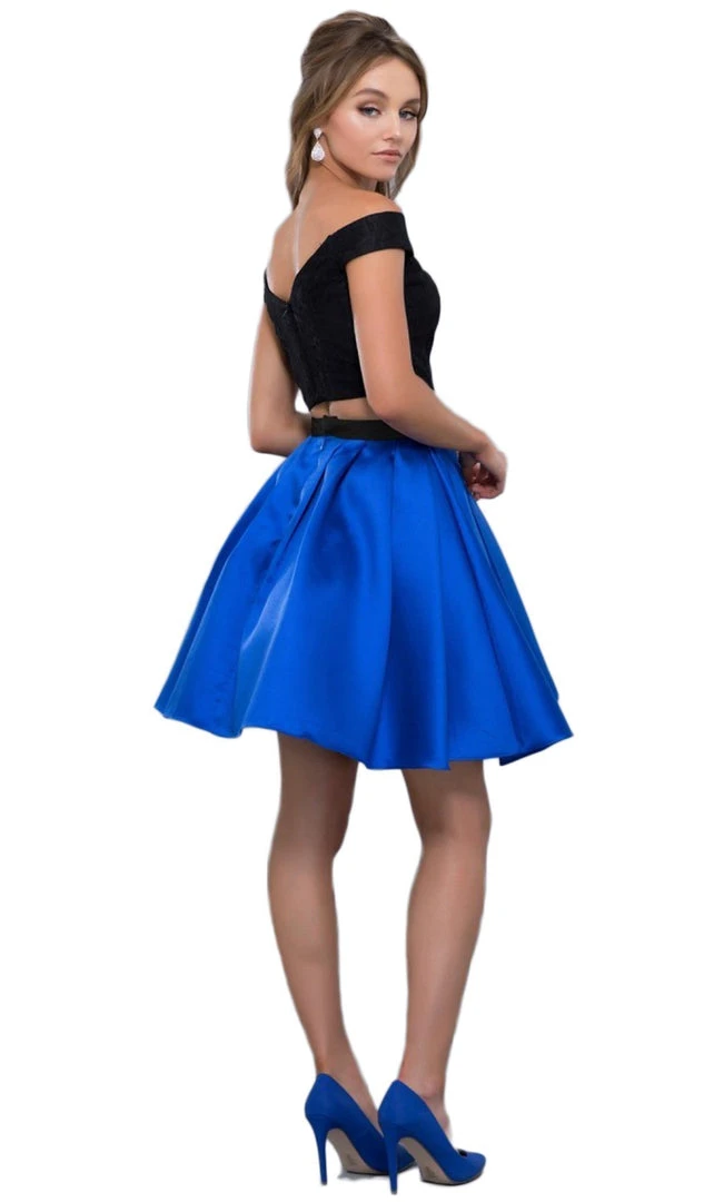 Nox Anabel - 6336 Two Piece Off-Shoulder A-line Cocktail Dress Cocktail Dresses 6 Nox Anabel - 6336 Two Piece Off-Shoulder A-line Cocktail Dress Cocktail Dresses