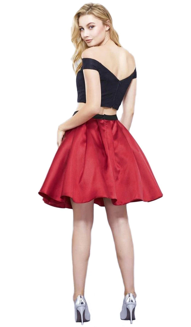 Nox Anabel - 6336 Two Piece Off-Shoulder A-line Cocktail Dress Cocktail Dresses 10 Nox Anabel - 6336 Two Piece Off-Shoulder A-line Cocktail Dress Cocktail Dresses