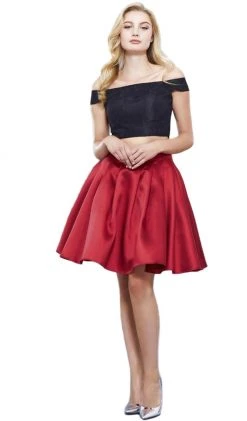 Nox Anabel - 6336 Two Piece Off-Shoulder A-line Cocktail Dress Cocktail Dresses 15 Nox Anabel - 6336 Two Piece Off-Shoulder A-line Cocktail Dress Cocktail Dresses