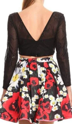 Cocktail Dresses Nox Anabel - 6339 Long Sleeved Two-Piece Floral Party Cocktail Dress 9 Cocktail Dresses Nox Anabel - 6339 Long Sleeved Two-Piece Floral Party Cocktail Dress