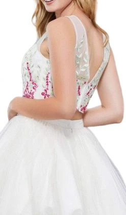 Nox Anabel - 6352 Two Piece Floral And Tulle Illusion Cocktail Dress Cocktail Dresses 9 Nox Anabel - 6352 Two Piece Floral And Tulle Illusion Cocktail Dress Cocktail Dresses