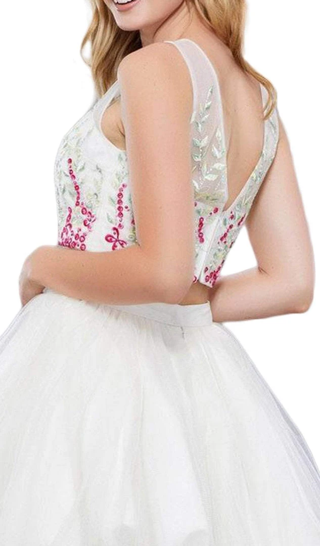 Nox Anabel - 6352 Two Piece Floral And Tulle Illusion Cocktail Dress Cocktail Dresses 6 Nox Anabel - 6352 Two Piece Floral And Tulle Illusion Cocktail Dress Cocktail Dresses