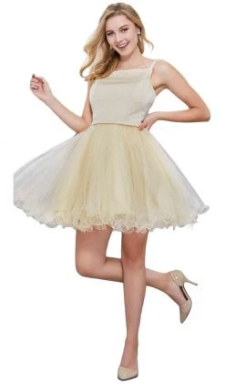 Cocktail Dresses Nox Anabel - 6353 Sleeveless Straight-Across Neck Chiffon Cocktail Dress