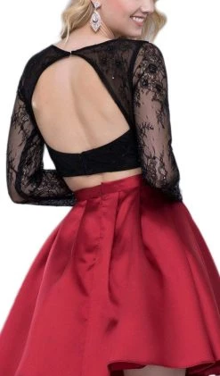 Nox Anabel - 6371 Two Piece Lace Long Sleeves Cocktail Dress Cocktail Dresses 13 Nox Anabel - 6371 Two Piece Lace Long Sleeves Cocktail Dress Cocktail Dresses