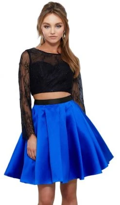 Nox Anabel - 6371 Two Piece Lace Long Sleeves Cocktail Dress Cocktail Dresses 17 Nox Anabel - 6371 Two Piece Lace Long Sleeves Cocktail Dress Cocktail Dresses