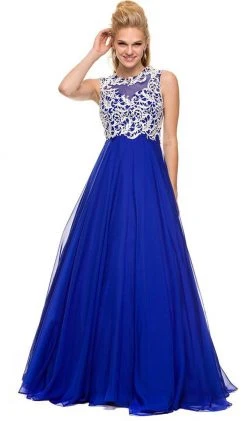 Nox Anabel - 8154 Floor Length Lace Bodice Gown