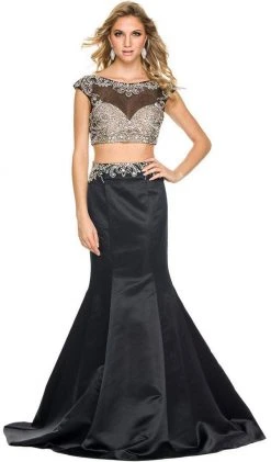 Nox Anabel - 8176 Two Piece Crystal Embellished Trumpet Gown 12 Nox Anabel - 8176 Two Piece Crystal Embellished Trumpet Gown