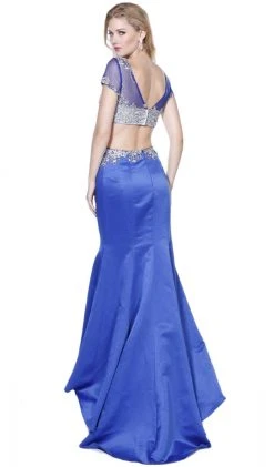 Nox Anabel - 8184 Two Piece Beaded Short Sleeves Trumpet Gown