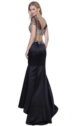 Nox Anabel - 8184 Two Piece Beaded Short Sleeves Trumpet Gown