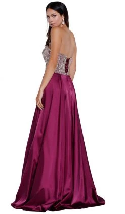 Formal Gowns Nox Anabel - 8186 Metallic Embellished Strapless Long Evening Gown
