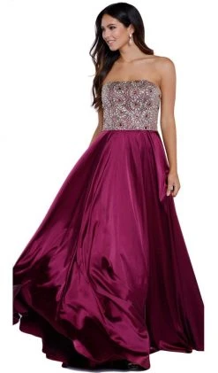 Formal Gowns Nox Anabel - 8186 Metallic Embellished Strapless Long Evening Gown