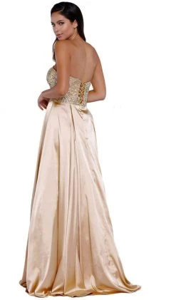 Formal Gowns Nox Anabel - 8186 Metallic Embellished Strapless Long Evening Gown