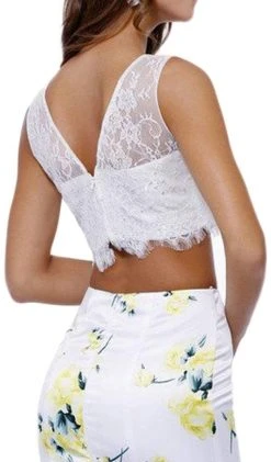 Nox Anabel - 8208 Two Piece Laced Jewel Floral Trumpet Evening Gown 9 Nox Anabel - 8208 Two Piece Laced Jewel Floral Trumpet Evening Gown