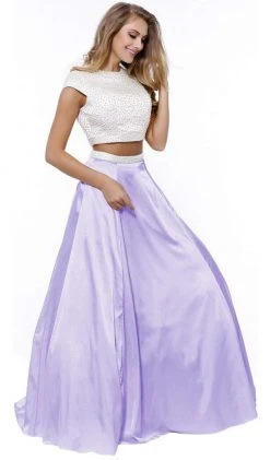 Nox Anabel - 8228 Two Piece Satin A-line Dress 14 Nox Anabel - 8228 Two Piece Satin A-line Dress