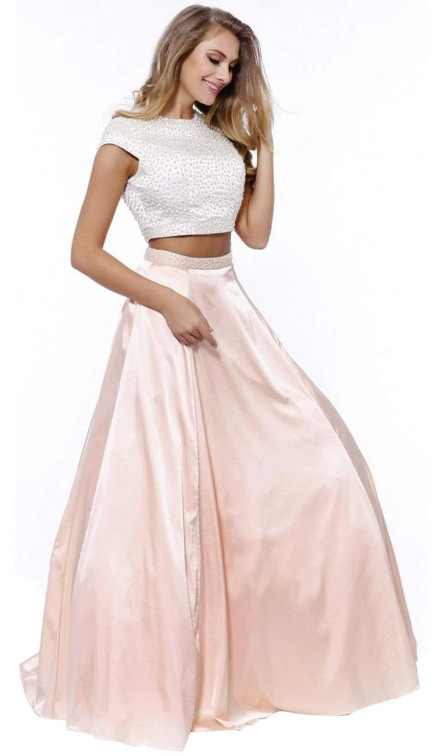 Nox Anabel - 8228 Two Piece Satin A-line Dress 3 Nox Anabel - 8228 Two Piece Satin A-line Dress