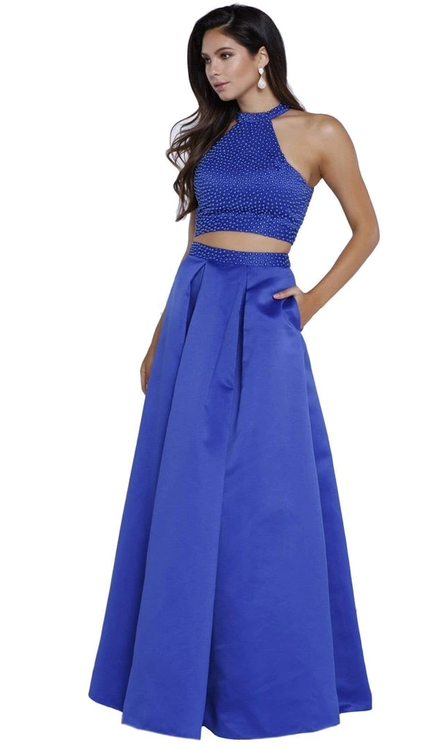 Nox Anabel - 8229 Two Piece Beaded Halter Evening Dress Formal Gowns 7 Nox Anabel - 8229 Two Piece Beaded Halter Evening Dress Formal Gowns