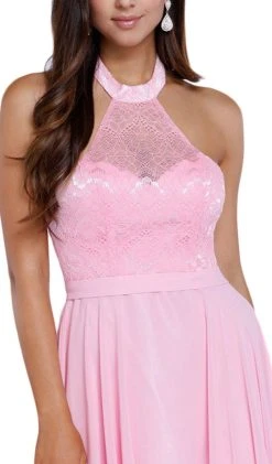 Nox Anabel - 8233 Halter Illusion Laced Bodice Long Evening Gown