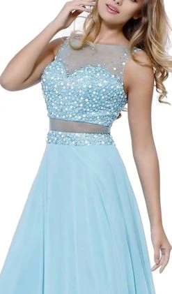 Nox Anabel - 8251 Sheer Beaded Illusion Evening Gown