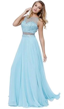 Nox Anabel - 8251 Sheer Beaded Illusion Evening Gown