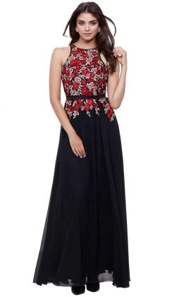 Nox Anabel - 8275 Floral Embroidered A-line Dress