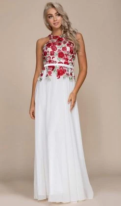 Nox Anabel - 8275 Floral Embroidered A-line Dress