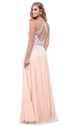 Formal Gowns Nox Anabel - 8276 Sleeveless Bejeweled Halter A-line Dress