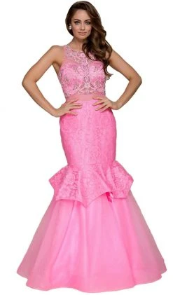 Nox Anabel - 8284 Beaded Illusion Halter Mermaid Dress