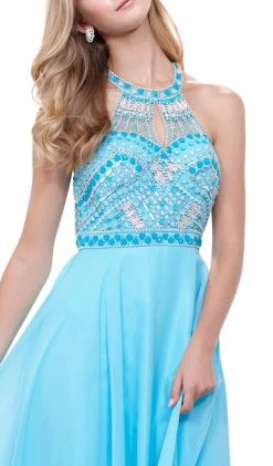 Nox Anabel - 8286 Beaded High Halter Long A-line Dress