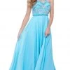 Nox Anabel - 8286 Beaded High Halter Long A-line Dress