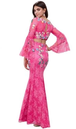 Formal Gowns Nox Anabel - 8288 Two-Piece Embroidered Circular Flounce Sleeve Gown